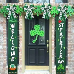 St Patricks Day Bow for Wreath approx: 11.4in x 19.6in/28cm x 50cm, White
