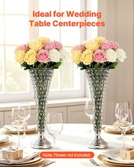 VEVOR 4 PCS Crystal Wedding Flower Vase 20in Tall Table Centerpieces Silver