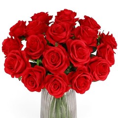 Fake Roses Artificial Flowers – Fake Artificial Roses Silk Flowers 10 Pcs Red