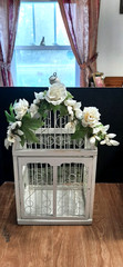 White Bird Cage Wedding Shower Party Card Holder – Ring Pillow -Book for Ideas