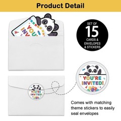 REWIDPARTY Panda Kids Birthday Invitations with Envelopes & Stickers（Set