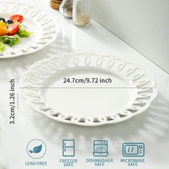 Fmbb 4 Pack 10 Dinner Serving Plates Lace Rim Bone Porcelain Round Tableware