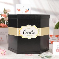 Card Box Card Receiving Box with Ribbon 14x12x12 Inches Elegant Card Box Hold…