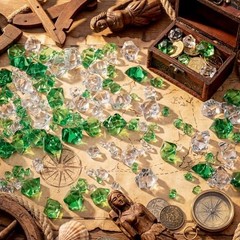 570 Pcs 5 Sizes St Patricks Day and Clear Fake Crushed Ice Rocks Irish Green