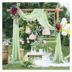 Sheer Tulle Draping Curtain 18FT Backdrop For Arch Party Wedding Ceremony Decor