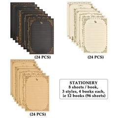 FOCCTS Antique Stationary Paper and Envelopes Set, 96 Sheets Vintage Assorted