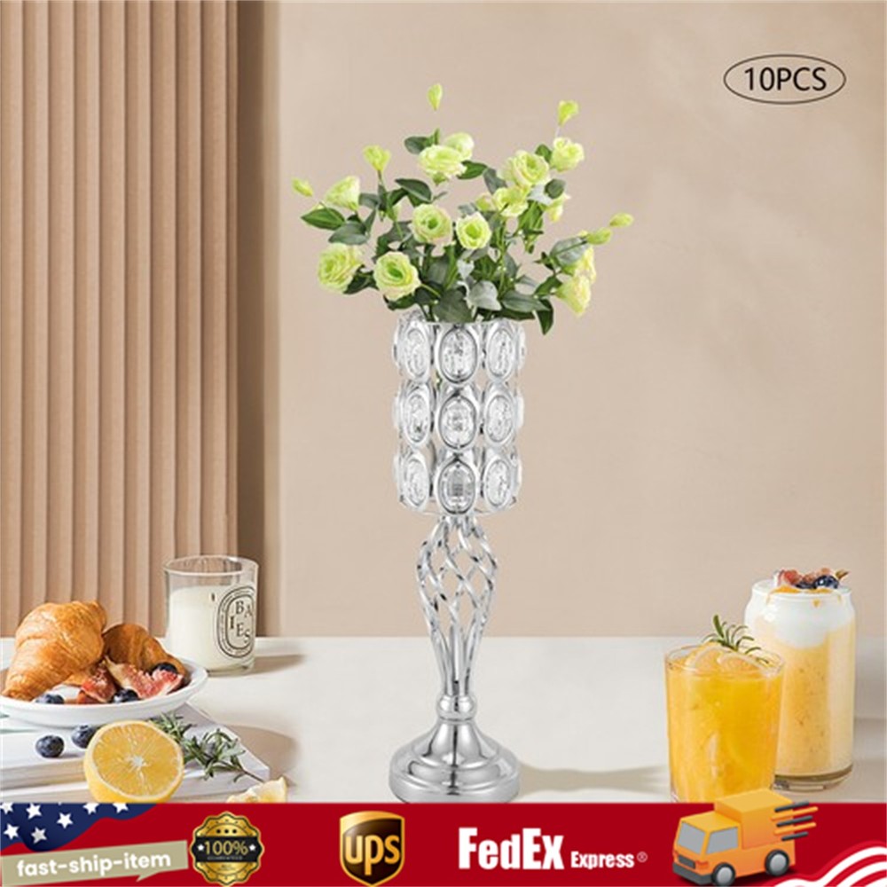10PCS Silver Vases Wedding Centerpieces Flower Stand Table Decor Flower Vase