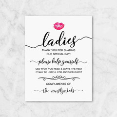 Wedding Bathroom Sign, Basket Signs, Women and Men Hospitality Basket, His and H