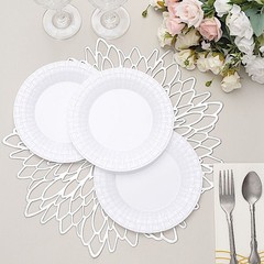 10 pcs Plastic WHITE with Basketweave 7″ PLATES Disposable Party Wedding SALE
