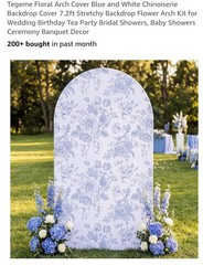 New Out Of Box Fabric For Backdrop Arch Blue White Floral 7.2 ft