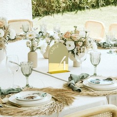Gold Mirror Arch Wedding Table Numbers 110 Acrylic Signs 5×7 Inch 10 PCS