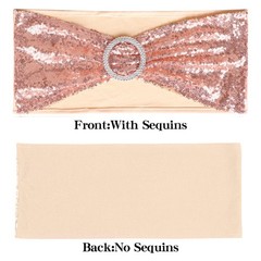50x Stretch Sequin Chair Sashes Bow Bands w/ Buckle Wedding Banquet Party Decor