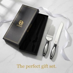 LUSHIG Wedding Cake Knife and Server Set, Cake Cutter And Server with Non Sli…