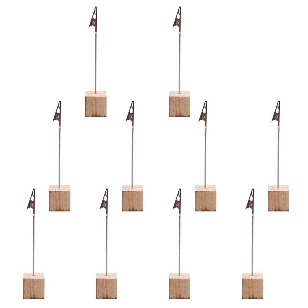 10 Pcs Metal Wood Table Number Holders Photo Clips Memo Note Card Stands
