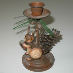 CANDLEHOLDER Rustic Christmas Squirrel Metal and Wood Farmhouse Holiday