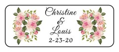 30 wedding favor mini bubble labels stickers personalized pink flowers, roses