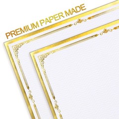 Award Certificate Papers, 50 Sheets Blank Gold Foil Border gold