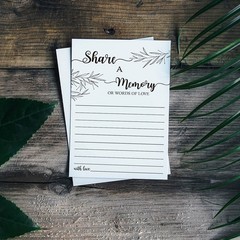 Share a Memory Card, Memorial Cards for Celebration of 4×6 inches, White