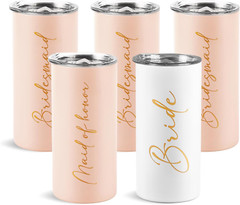 Bridesmaid Proposal Gift Set – 5 Stainless Steel Tumblers for Wedding Party