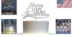 Luxurious Silver Glitter 25th Anniversary Cake Topper – Eco-Friendly & Sturdy