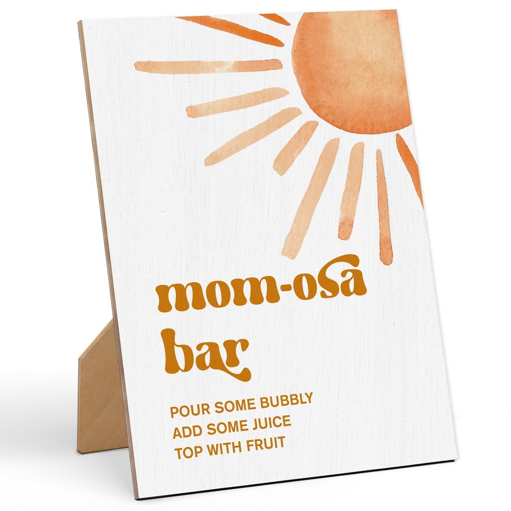 Mom-osa Bar Baby Shower Game Sign-8×11 Inches, Here Comes The Sun Wooden Ga