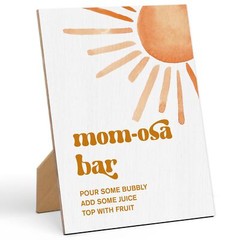 Mom-osa Bar Baby Shower Game Sign-8×11 Inches, Here Comes The Sun Wooden Ga