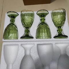 Green Wine Glasses set of 4 Vintage Glassware Drinking Water Goblets 10 OZ Co…