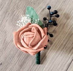 Terra Cotta Peach Sunflower Bridal Bouquet Sola Wood Navy Bridesmaid Wedding