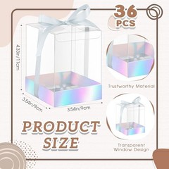 36 Set 3. 5 x 3. 5 x 4. 3 in Transparent Candle Gift Box Packaging Box Silver