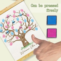 Gender Reveal Fingerprint Tree Canvas Guest Books, Baby Shower Decorations, G…