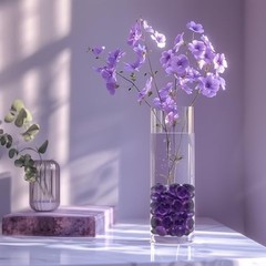 Home Decoration Wedding Centerpieces Purple Glass Gems Flat 2 LB Light Purple