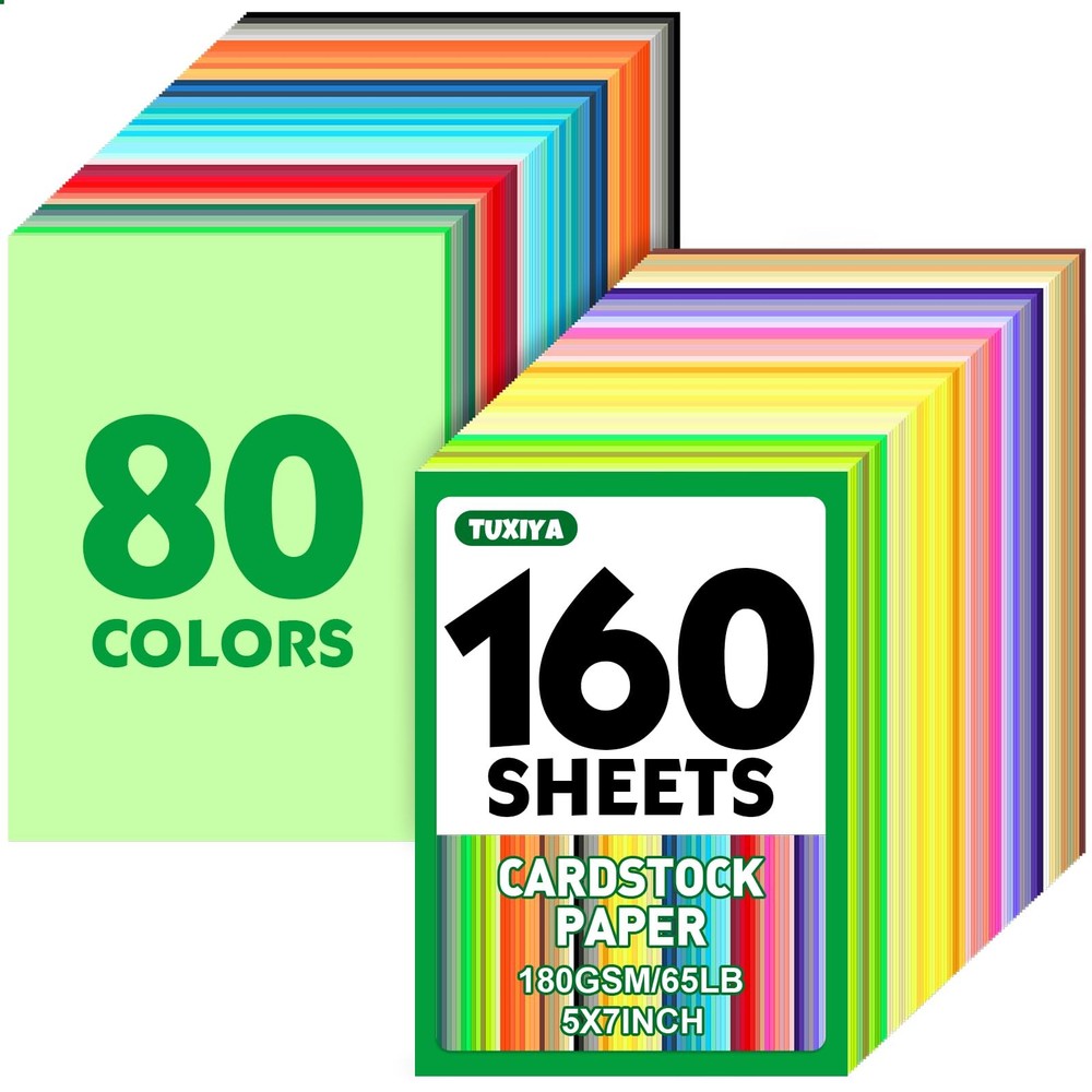 160 Sheets 5″ X 7″ Colored Cardstock, 80 Assorted 5X7in 160p, Colors