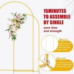 Durable Gold Wedding Arch Backdrop Set – 7.2FT & 6FT for Memorable Events
