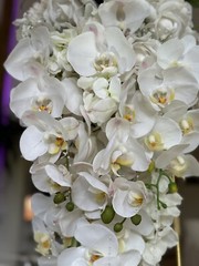 45” Long Wedding Bouquet Large Cascade Real Feel Artificial Flower Orchids Roses