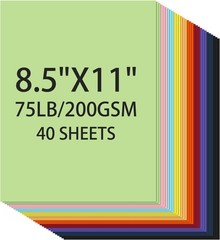 Cardstock 8.5 X 11, 40 Sheets 10 Colors Card Stock, 40Sheets, Multicolor