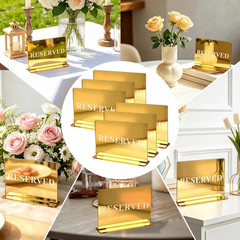 6 Pieces Gold Reserved Table Signs, Reserved Seating Sign, Reserve Signs for Wed