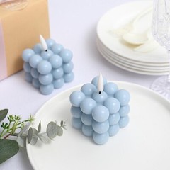 DUSTY BLUE 2 Bubble Cube 2″ Flameless LED CANDLES Decorative Centerpieces Party