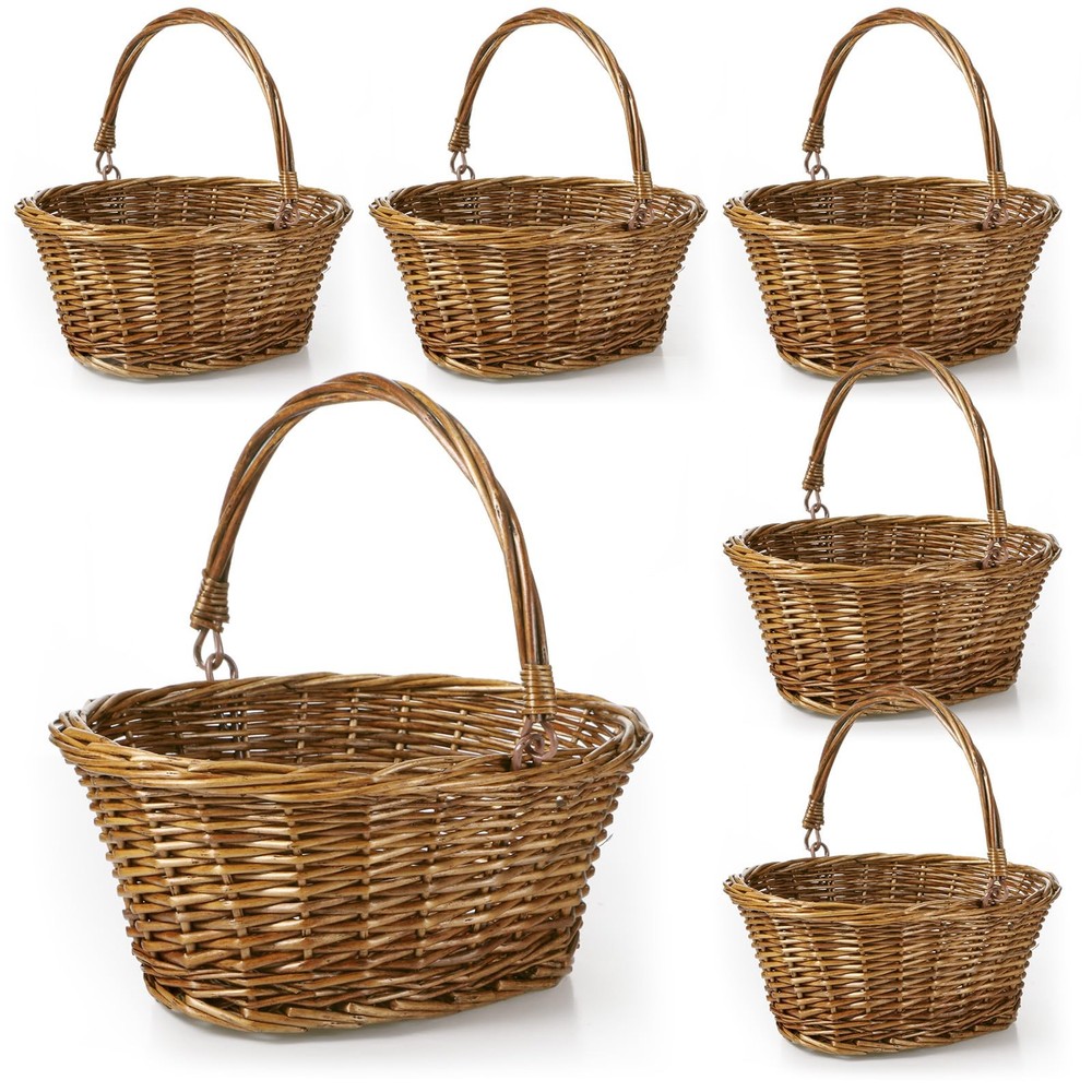 Small Wicker Basket with Handle Flower Girl Baskets Oval Willow Woven Braided…