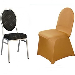 10 Gold Spandex Fitted Banquet Chair Covers Wedding Party Reception Decorations