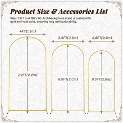 Wedding Arch Backdrop Stand 7.2FT, 6.6FT, 6FT Golden Metal Arch Fit Wedding co