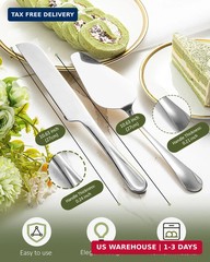2-Piece Premium Cake Cutting Set, Exquisite Knife and Server with Serrated Desig