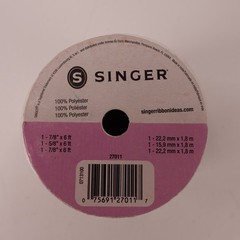 SINGER Wedding Day Ribbon Set White Gray Polyester 3 Rolls 6 ft Hearts