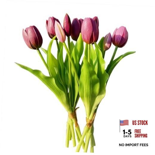 10pcs Multicolor Artificial Tulip Bundle with 5pcs Purple and 5pcs Light Purple