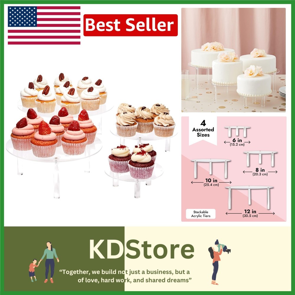 4-Piece Transparent Acrylic Cake Stand Set – Elegant Dessert Display for Events