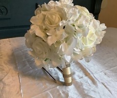 Hydrangea and rose wedding bouquet