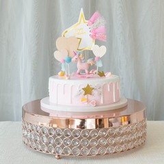 1 Tier ROSE GOLD METAL 13.5″ Cake Stand Crystal Beads Cupcake Wedding Dessert