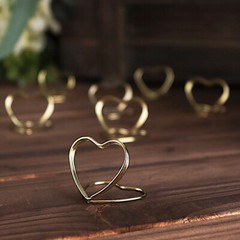 10 Gold 1″ Metal Table Number Sign Holders Heart PLACE CARD STANDS Party Events