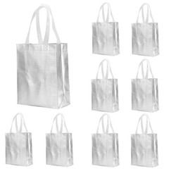 12 Pcs 8x4x10 Inches Reusable Silver Gift Bag Favor Bags for Party Wedding Ch…