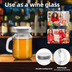 2 Pcs clear 4 oz Mini Mason Jar Mugs Mason Jar Mugs with Handles and Lids