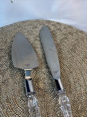 Vintage Wedding 2 Pc Hostess Set – Stainless Steel, Diamond Cut Acrylic Handles
